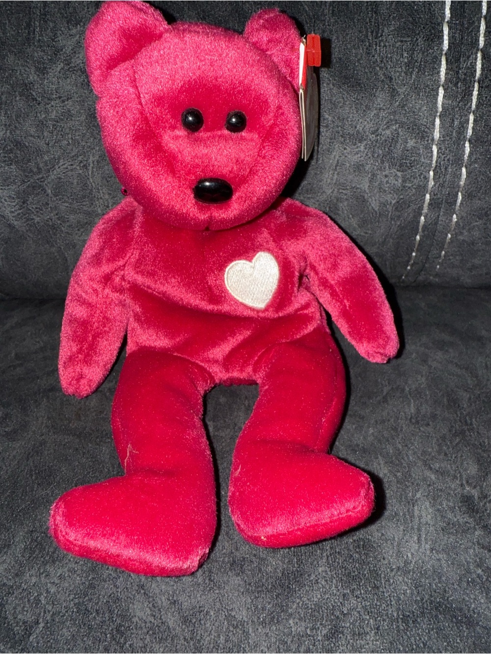 Valentina Red Plush Bear with White Heart Patch Ty beanie baby